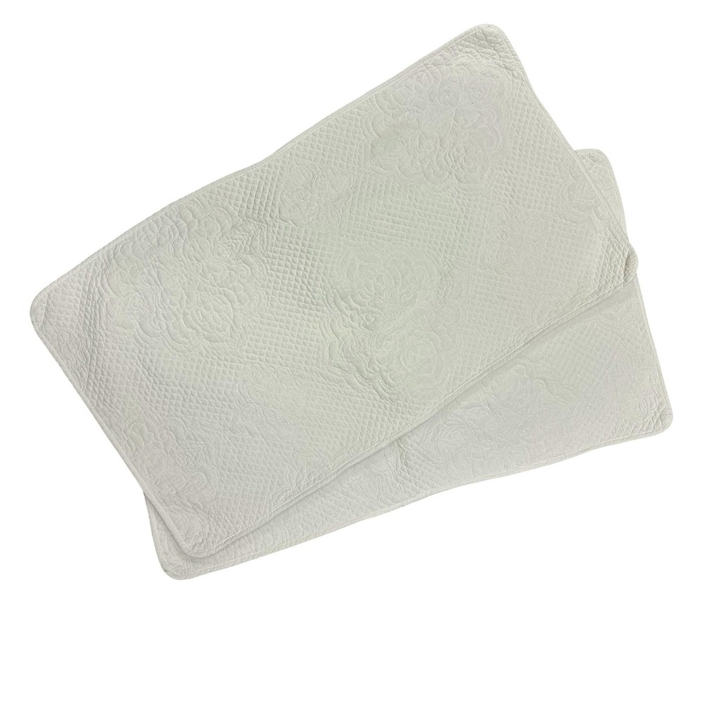 Tahari Home King Quilted Cotton Pillow‎ Shams Set White